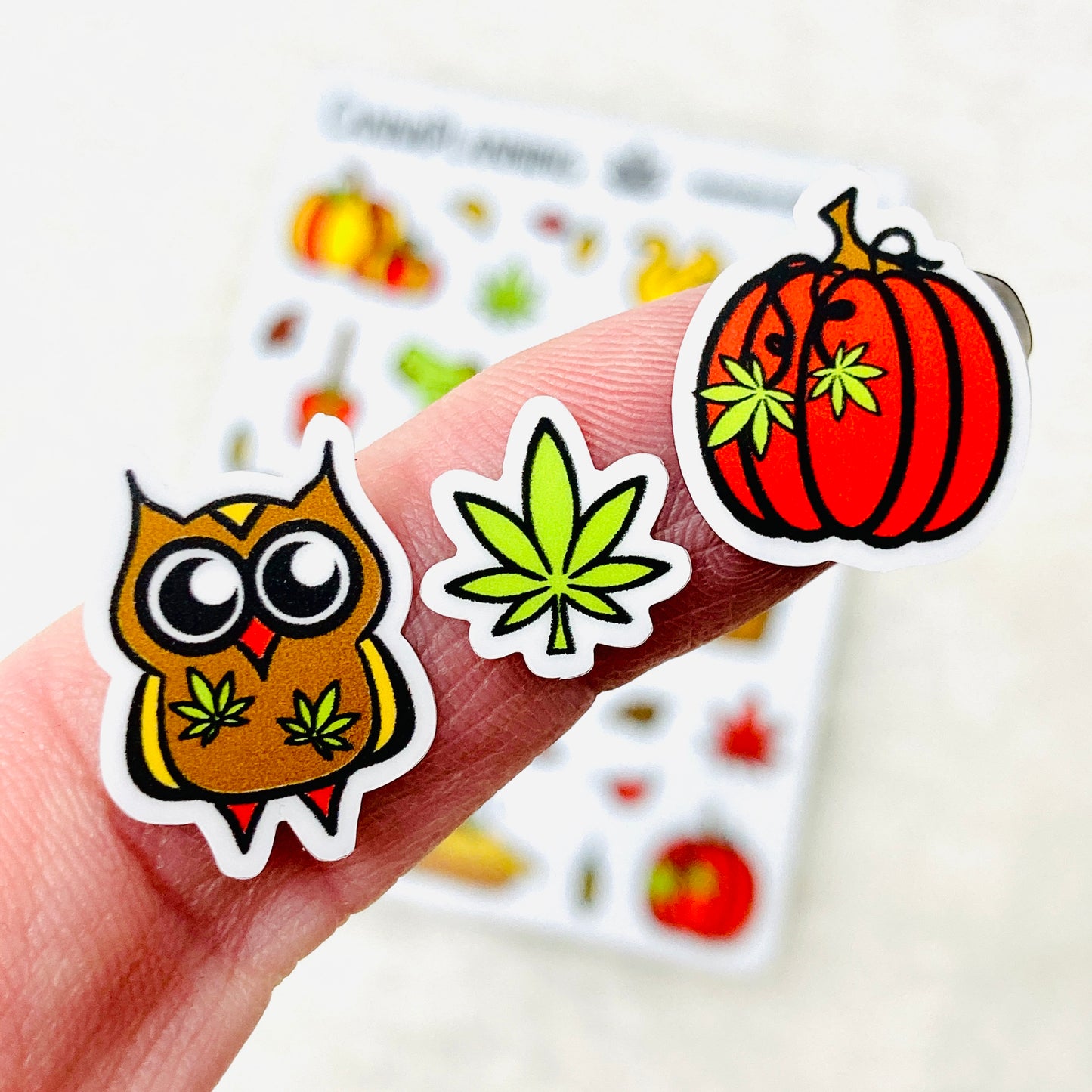 Hempy Harvest handdrawn vinyl planner stickers *Retiring Design - final stock* | Autumn Fall Bullet Journal weed stickers, 420 friendly gift