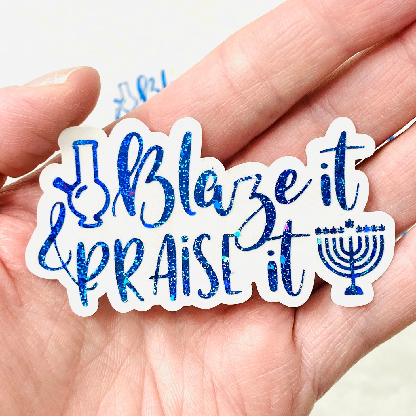 CLEAR FOILED Weedy Die Cut Hanukkah stickers 