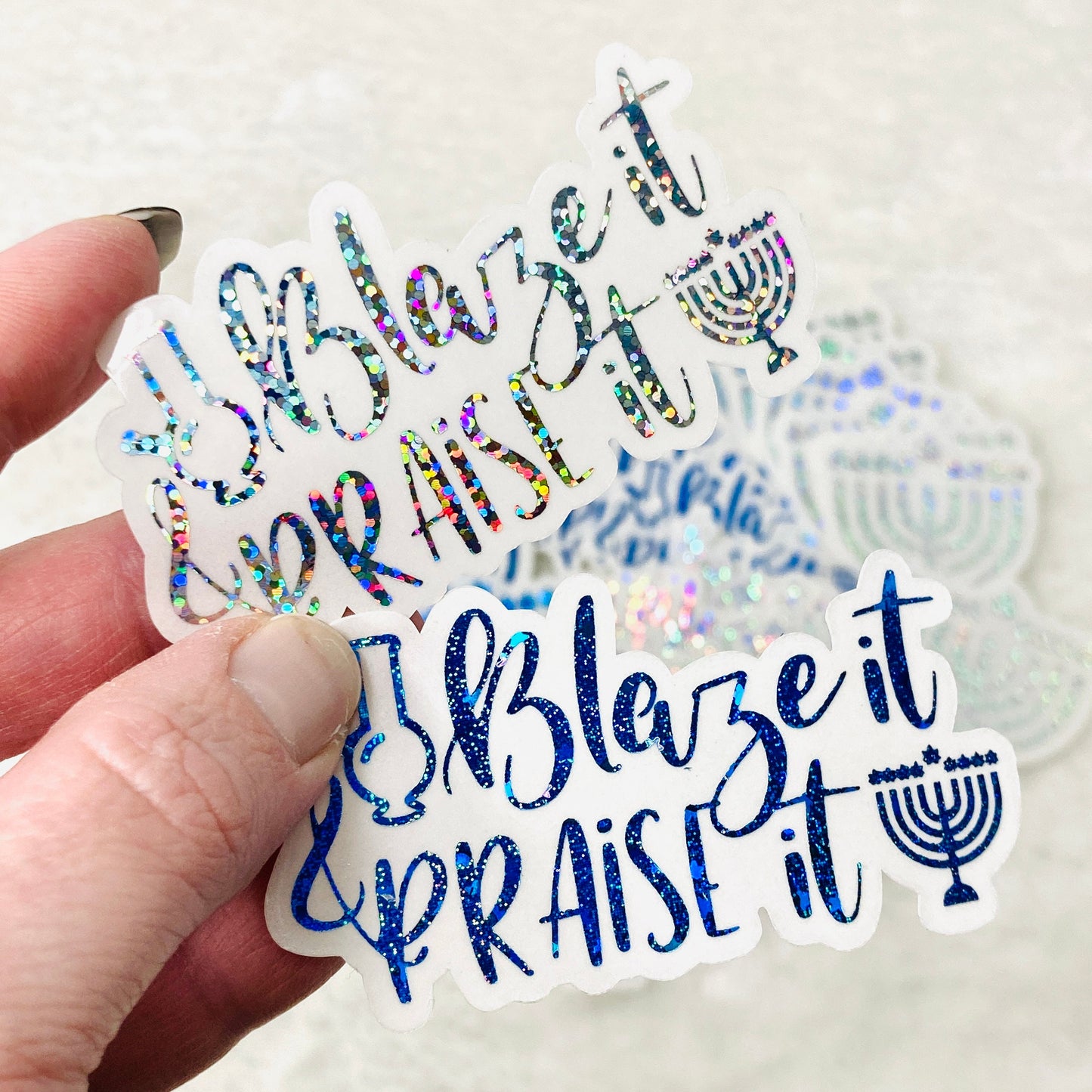 CLEAR FOILED Weedy Die Cut Hanukkah stickers 