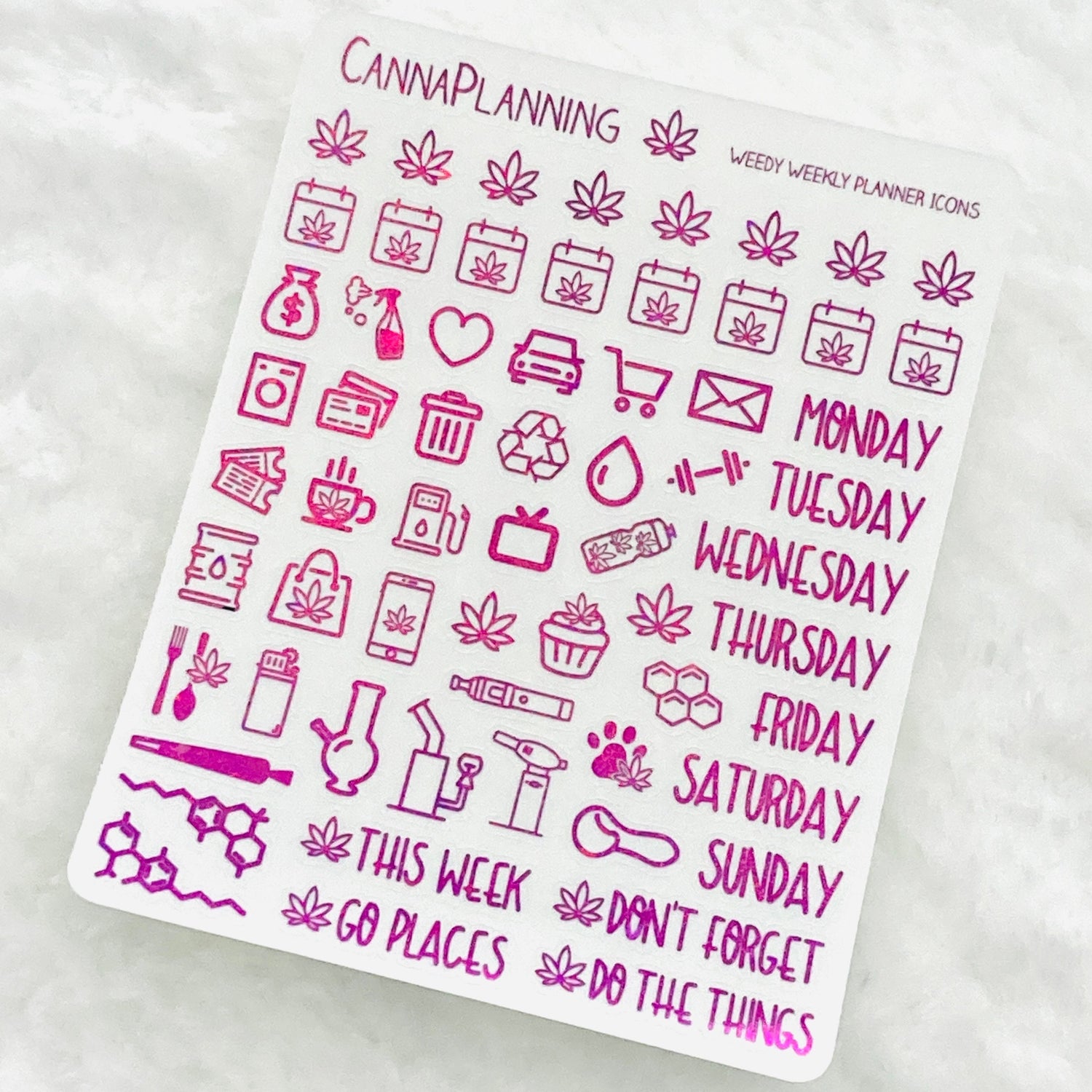 Clear WeedDays Style 3 Hand-Lettered Day of the Week Stickers *Retirin –  CannaPlanning