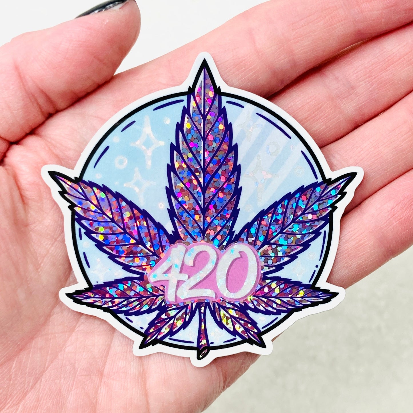 High Spirits glitter die cut stickers | premium vinyl 420 weed cannabis stickers, halloween mystical gothic stickers, Magical High